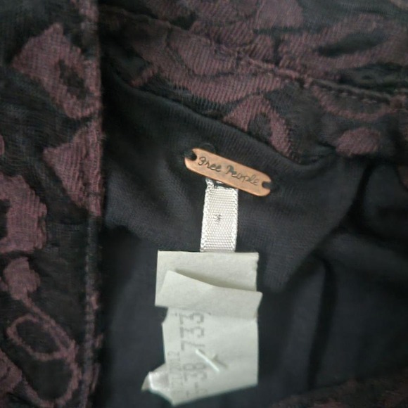 Free People Bodycon Black Slip Dress with ruched jaquared fabric Medium - Picture 2 of 5